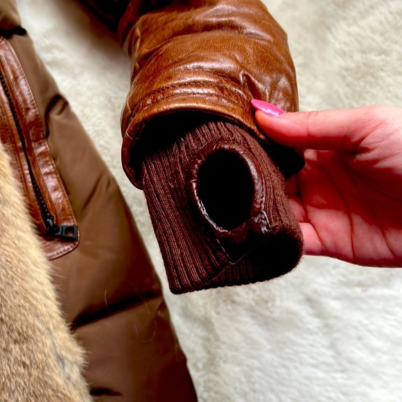 Rudsak Arly Leather Sleeved Parka With Fur Trim size XS - Picture 4 of 9